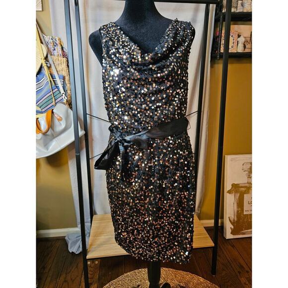 Bisou Bisou Sequenced Black Mini Dress Size 4 - Picture 4 of 9